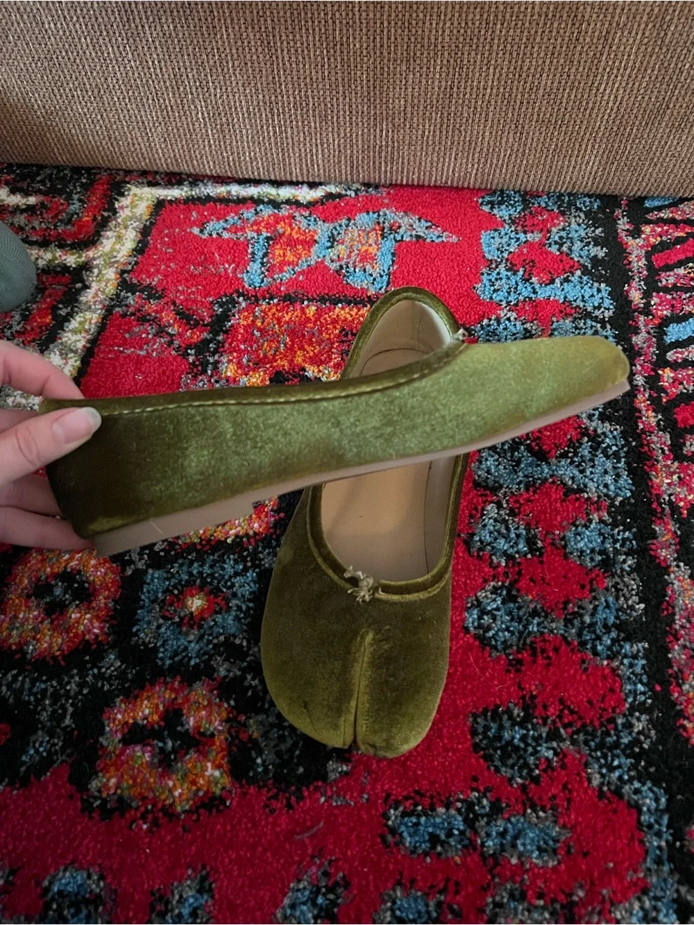 Green Velvet Raboesy Tabi Flats